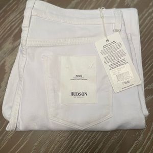 HUDSON "NICO MID-RISE CIGARETTE" Stretch Ankle Jeans In "WHITE", Size 30